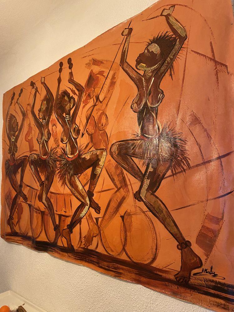 Quadro Tecido Dança Africana (Angola)