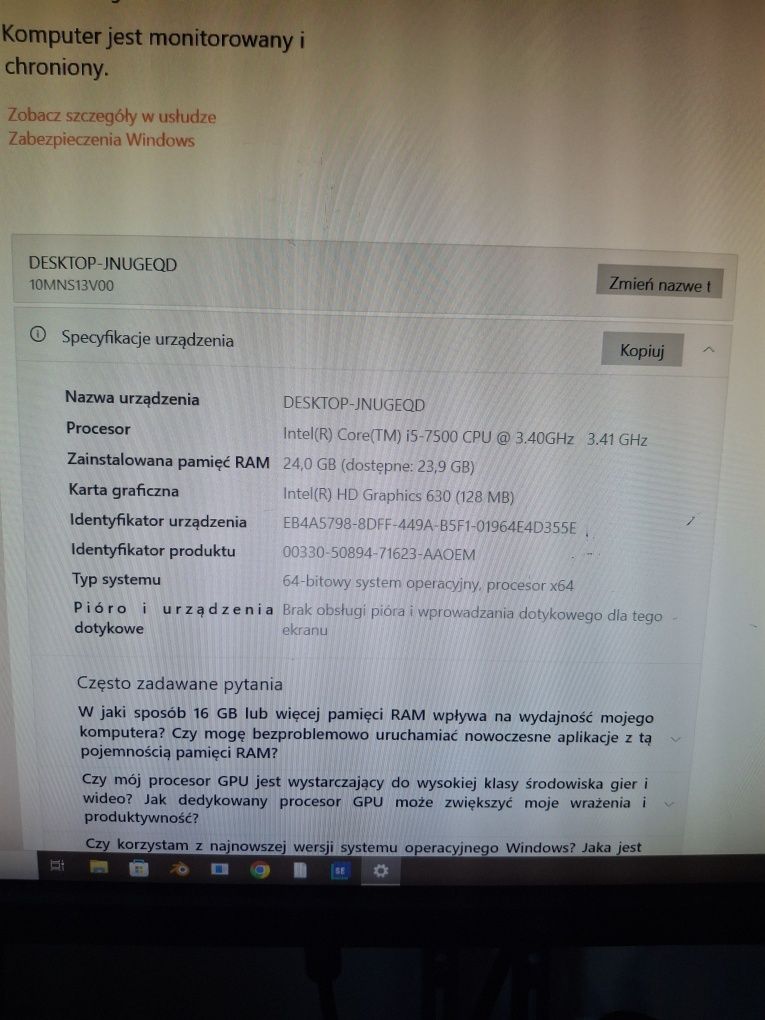 Komputer lenovo Thinkcentre i monitor Dell