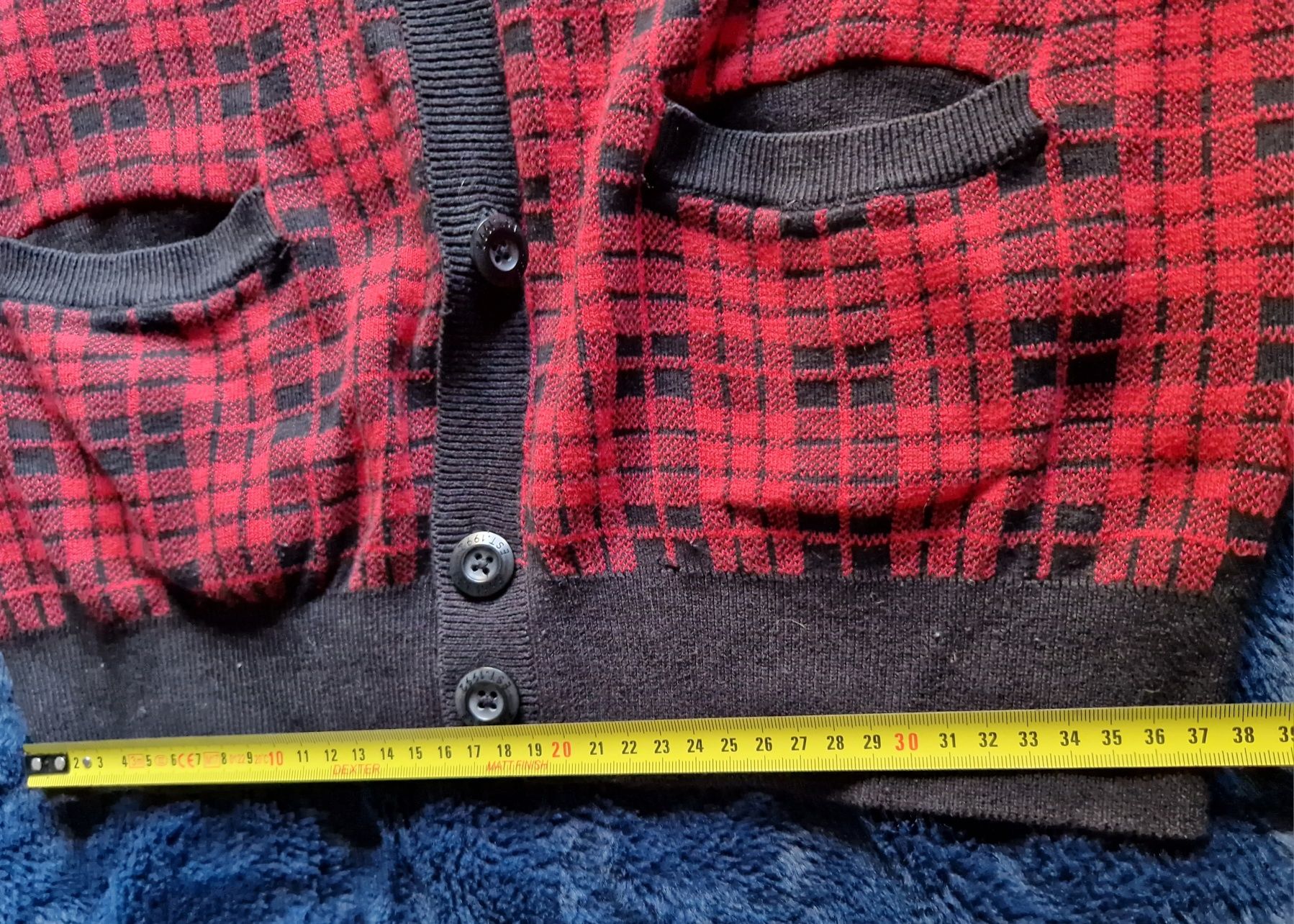 Rozpinany sweterek w kratkę oversize