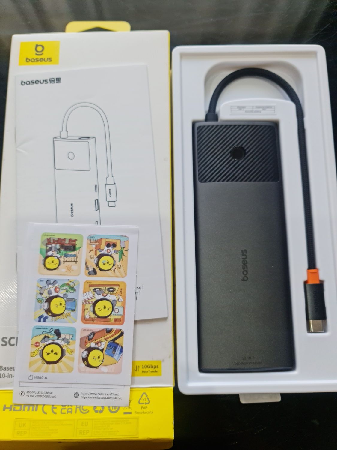 Adapter Hub 10w1 Baseus USB-C - 2xHDMI 3xUSB-A USB-C RJ45 SD/TF PD 10G