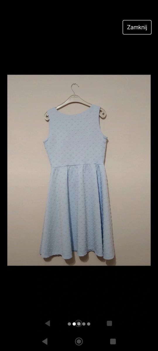 Błękitna sukienka damska mini serduszka rozmiar S mohito