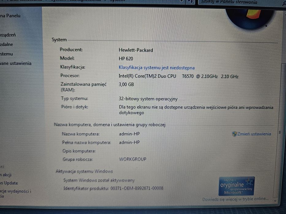 Laptop hp620 4gb/hdd320
