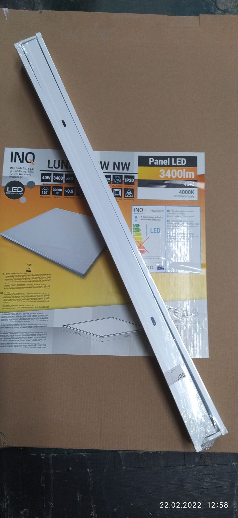 Panel LED 59,5×59,5 plus ramka natynkowa