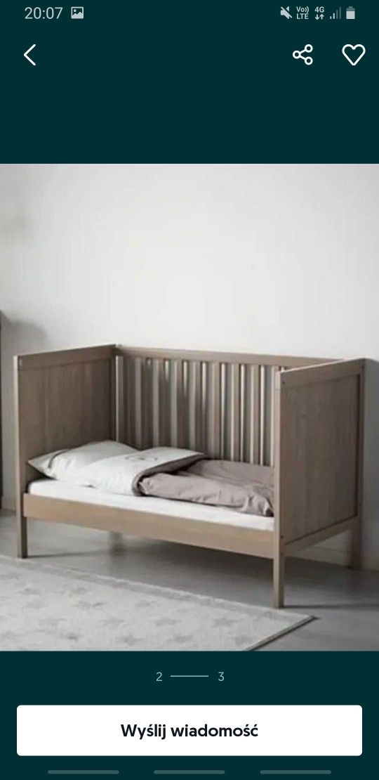 Łóżeczko ikea sundvik z dodatkami