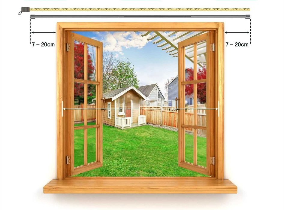 Regulowany karnisz okienny 76-226 cm – metalowy, srebrny