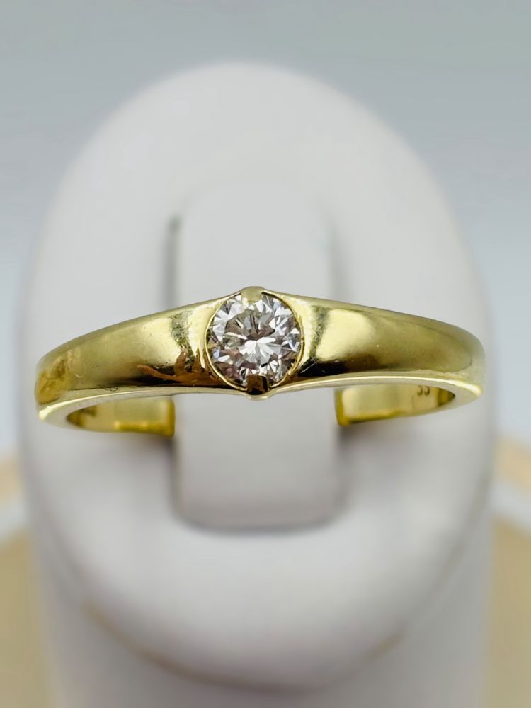 Pierścionek Złoty z Brylantem 585/14k 0.32ct roz20 Certyfikat