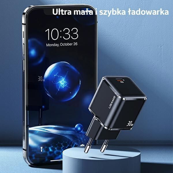 Ultra Mała Ładowarka Sieciowa USB-C 30W USAMS T45 - Biały