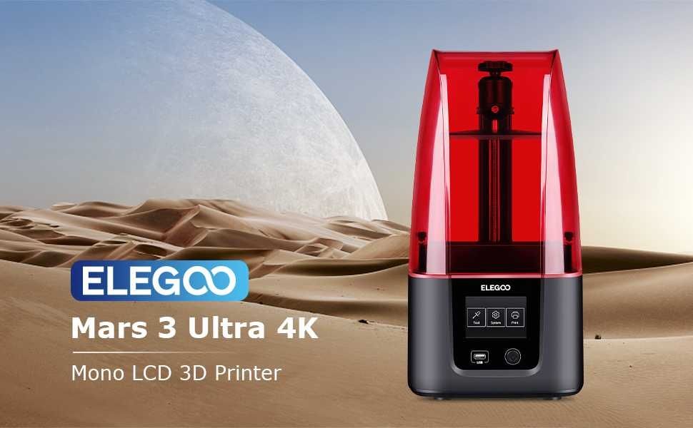 Акція! ELEGOO Mars 3 MSLA 3D-принтер Машина 3D-принтери з РК-дисплеєм
