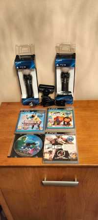 PS3 ZESTAW 2 x PS Move BDB + kamerka + gry