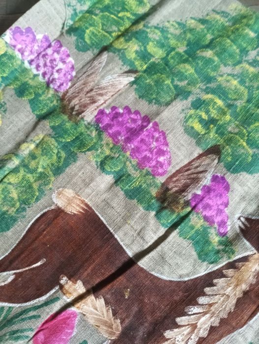 Obraz handmade PRL lata 60  makatka malowany  na lnie