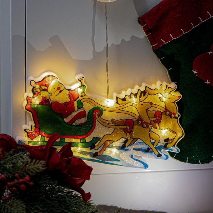 Lampki LED wisząca dekoracja okna świąteczna przyssawka sanie Mikołaja