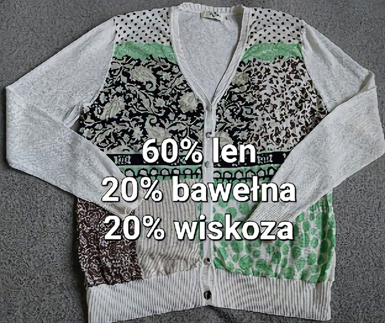 Kardigan 60% len 20% bawełna 20% wiskoza, roz. XL/XXL