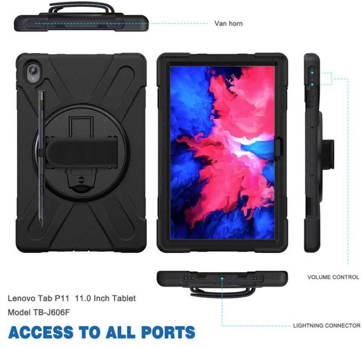 Pancerne Etui z Uchwytem do Lenovo Tab 11 / P11 Plus czarne