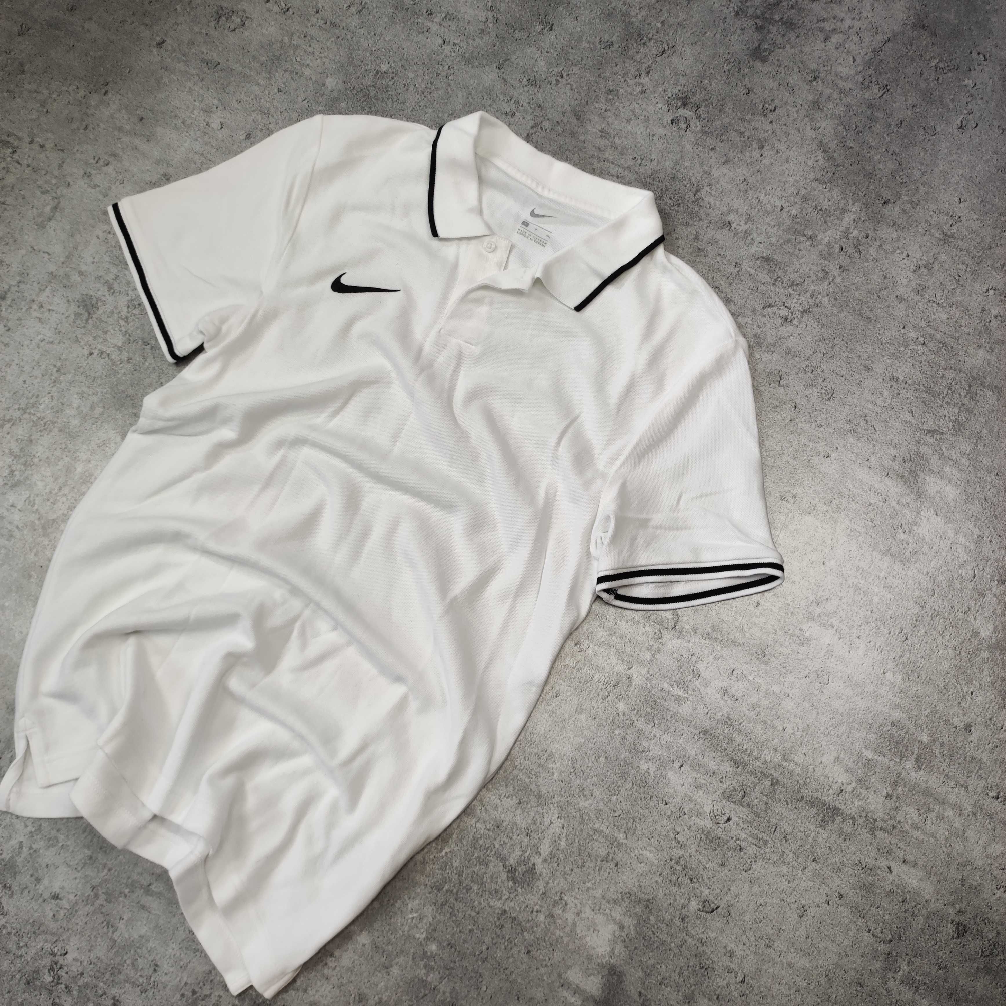 MĘSKA Elegancka Sportowa Bawełna Koszulka Polo Kołnierzyk Biała Nike