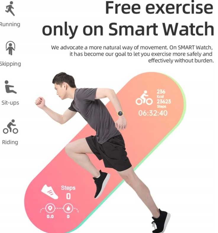 Smart Watch Opaska Sportowa Czarny Krokomierz Fitnes FitPro