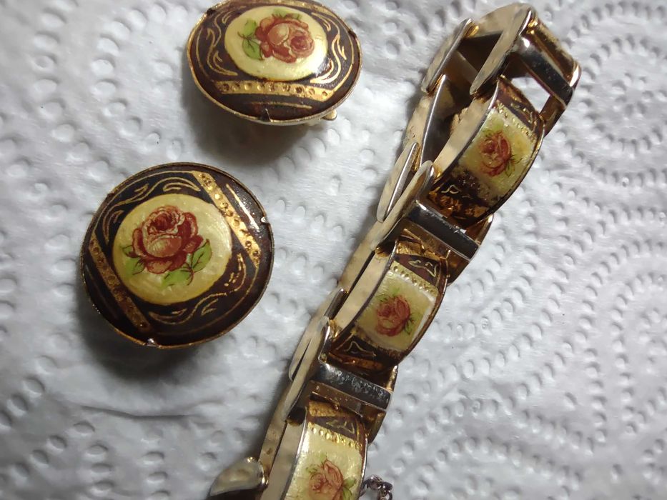 Komplet starej biżuterii róża damasceńska Toledo