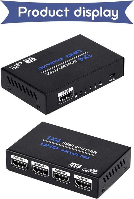 Rozdzielacz HDMI 1x2 Konwerter dystrybutora wideo1 wejście 2 3 4wyjści