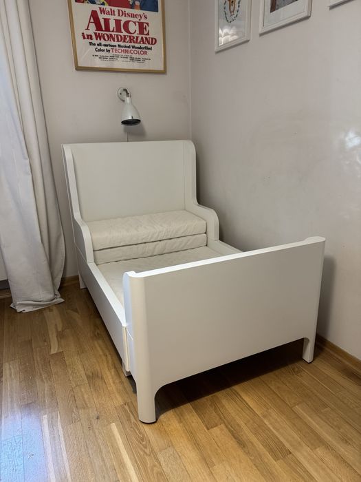 Łóżko dziecięce IKEA BUSUNGE białe 80x200 rozsuwane + MATERAC