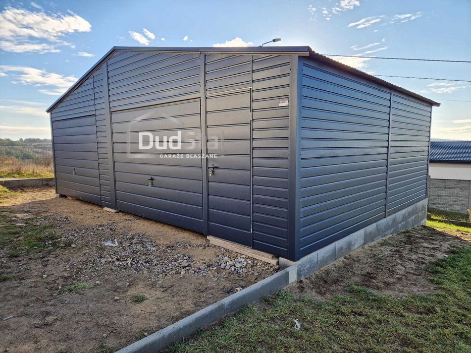 Garaż blaszany 8x6 Antracyt Konstrukcja Profil Ocynkowany