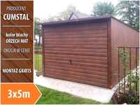 Garaż blaszany drewnopodobny 3x5 z bramą uchylną - Cumstal