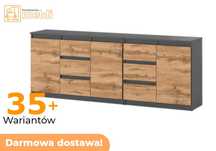 Komoda Best Agnes Loft Szary Mat Dąb Wotan 200cm z Szufladami 3D/6SZ