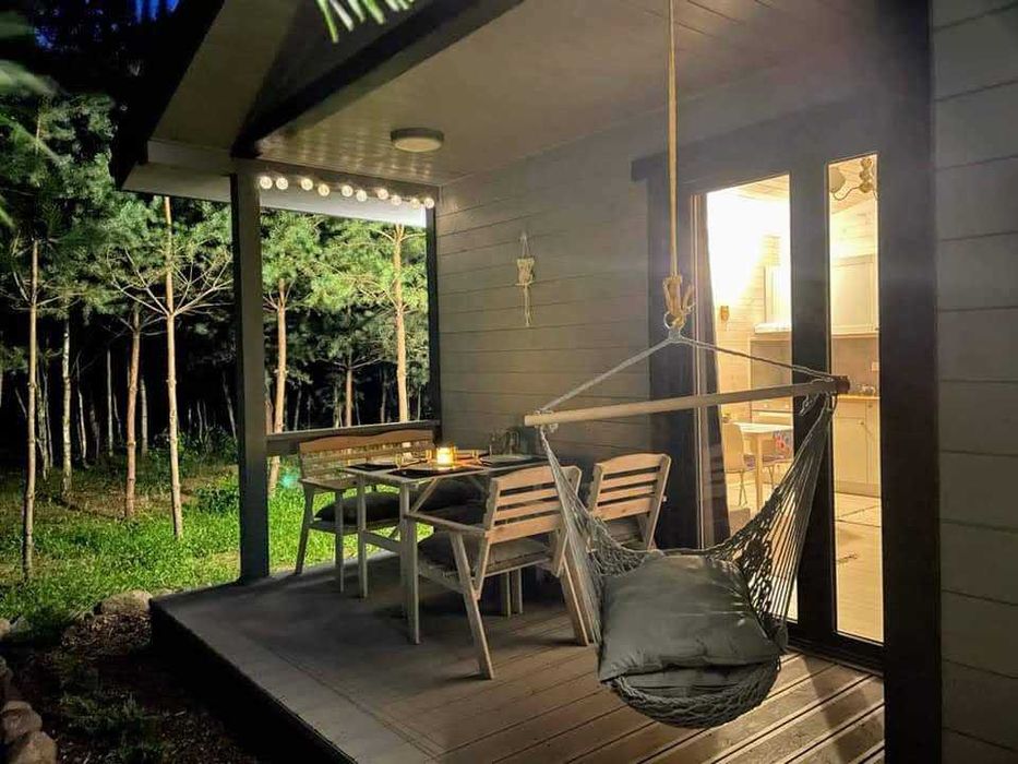 Domek domki sauna kominek nad rzeką Wkra