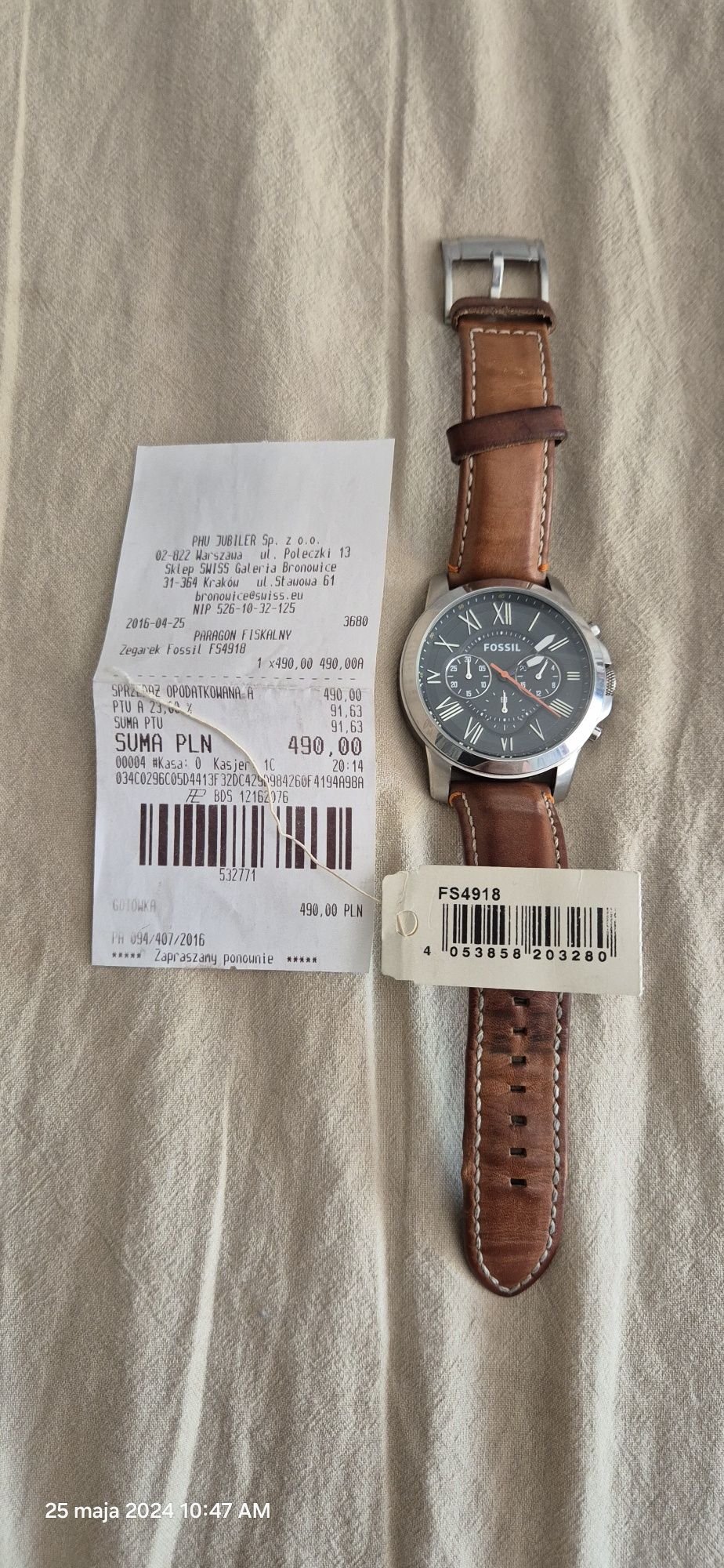 Fossil zegarek męski z dokumentami