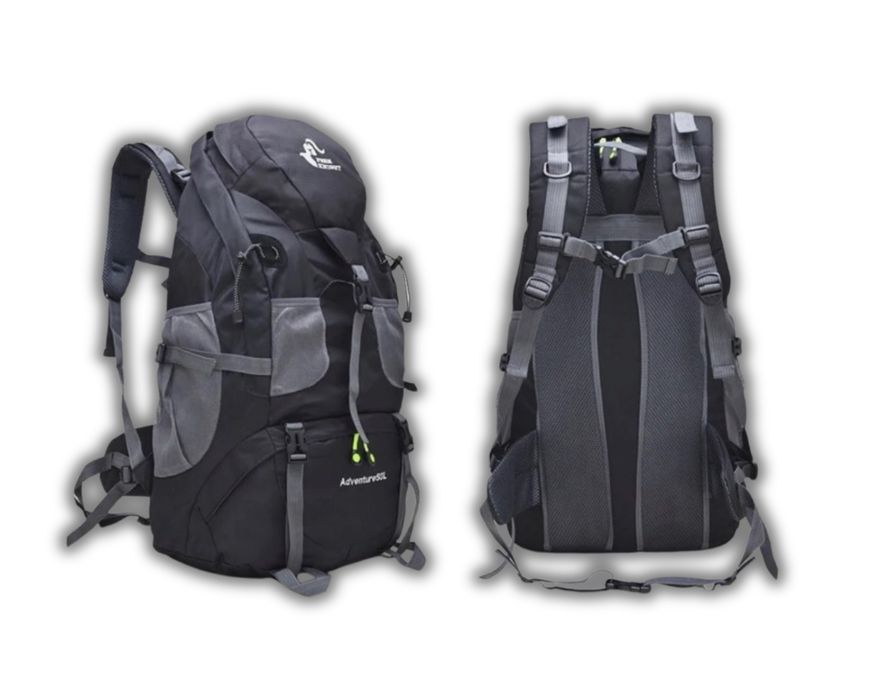 Plecak turystyczny 50L Wodoodporny Trekingowy Górski Czarny Mega Lekki