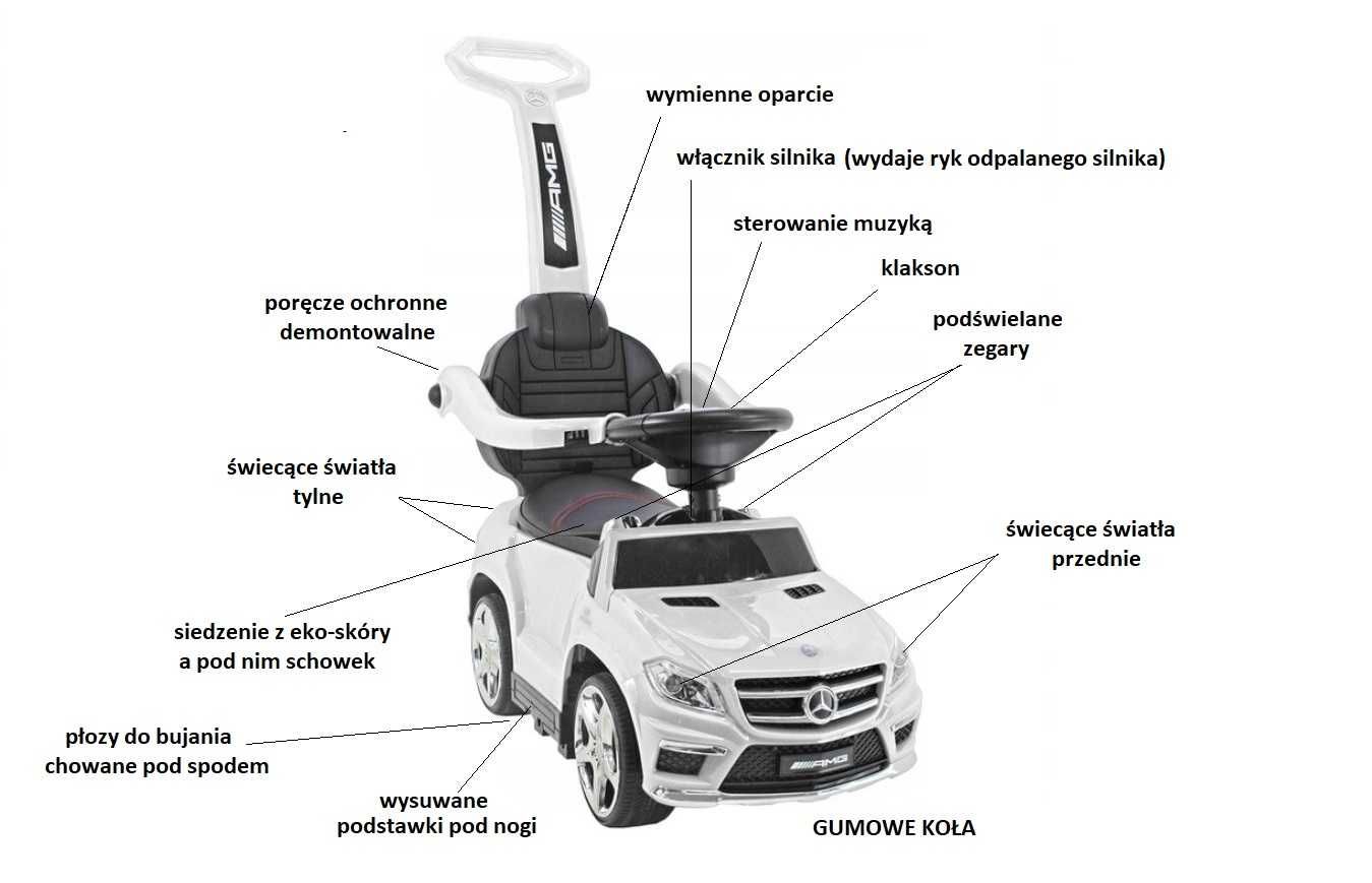 Jeździk Mercedes GL63 czerwony Prezent na Roczek Pchacz Bujak 5w1