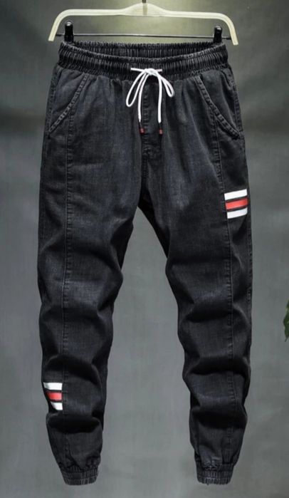 Calças de ganga largas pretas 6XL