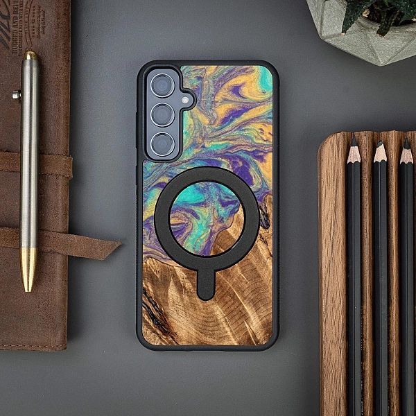 Etui Bewood Unique MagSafe Merkury z drewna i żywicy na Samsung Galaxy