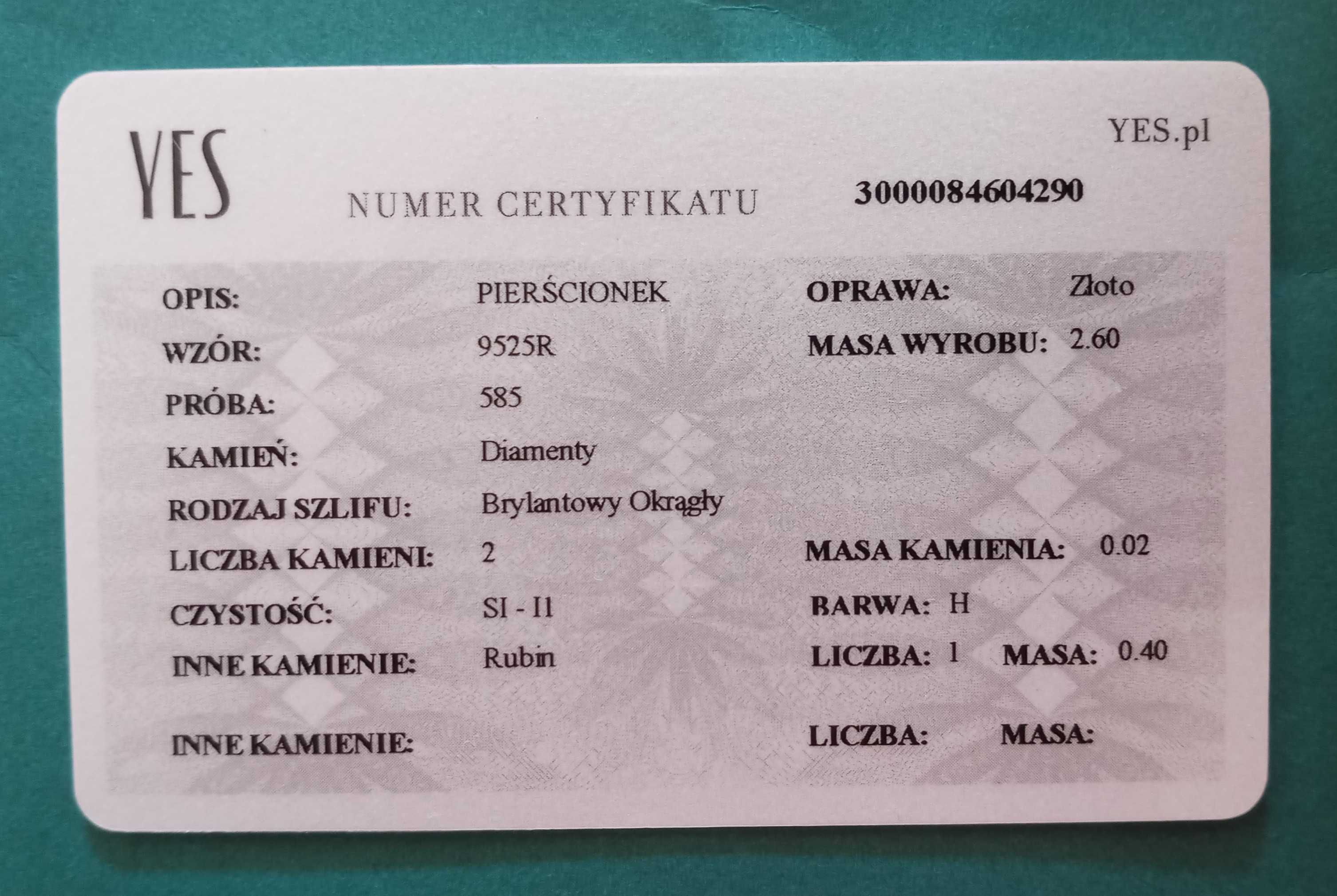 Pierścionek złoty z rubinem i diamentami - Kolekcja Wiktoriańska YES