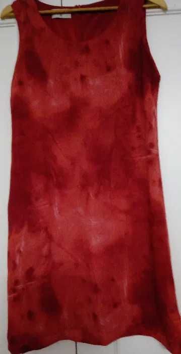 Vestido vermelho em seda com estampado esfumado - Tamanho M