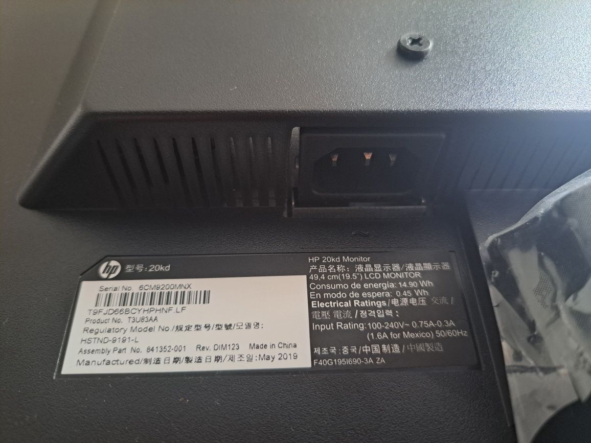 Monitor HP 20'' Excelente Estado