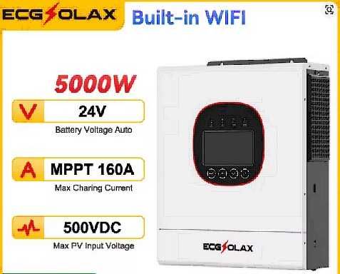 Falownik Hybrydowy Off Grid 5kW, 24v 60v-450MPPT działa bez baterii