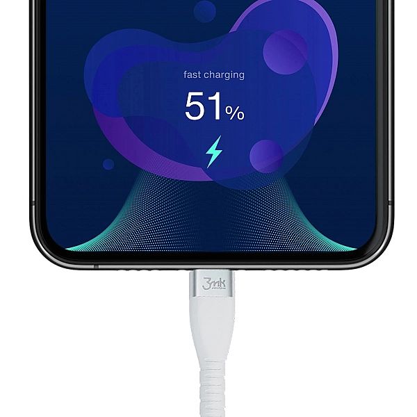 Kabel 3mk Hyper Silicone Cable USB-C / Lightning 20W 3A - biały