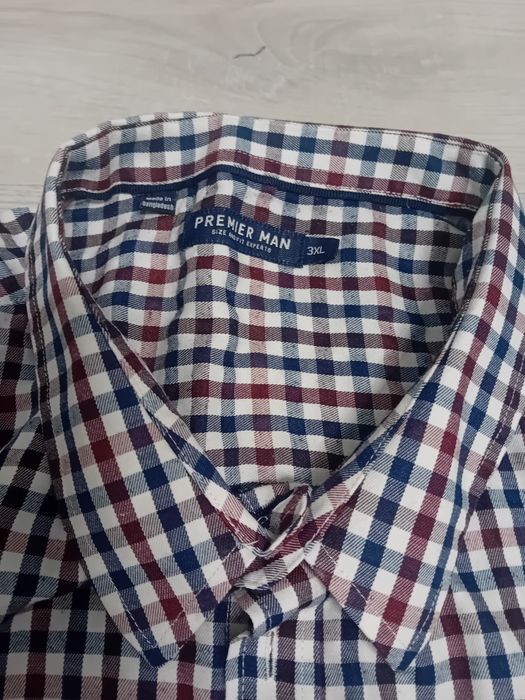#premier man koszula w kratkę granatowa burgundowa 3XL