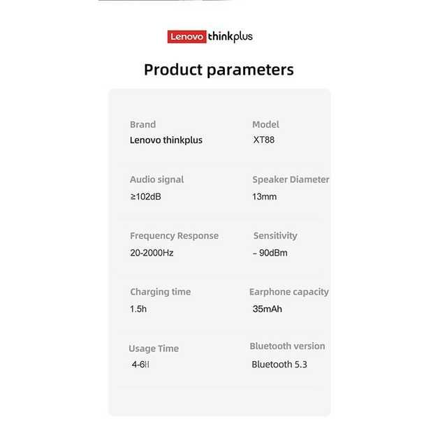 Навушники TWS Lenovo XT88 Think Plus із зарядним кейсом Bluetooth 5.3