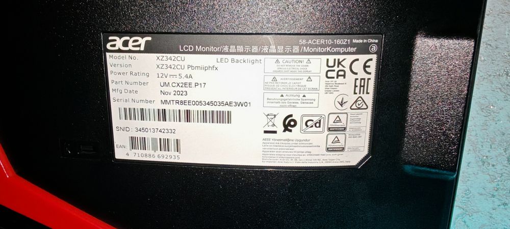 Монитор Acer 34" (165 hz) 3440х1440 (Гарантия 2 ГОДА)