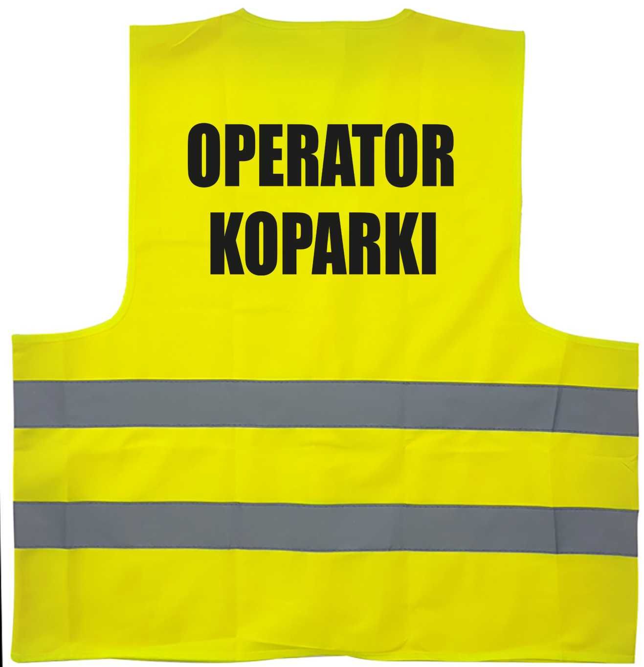 kamizelka odblaskowa, kamizelka z nadrukiem, operator koparki