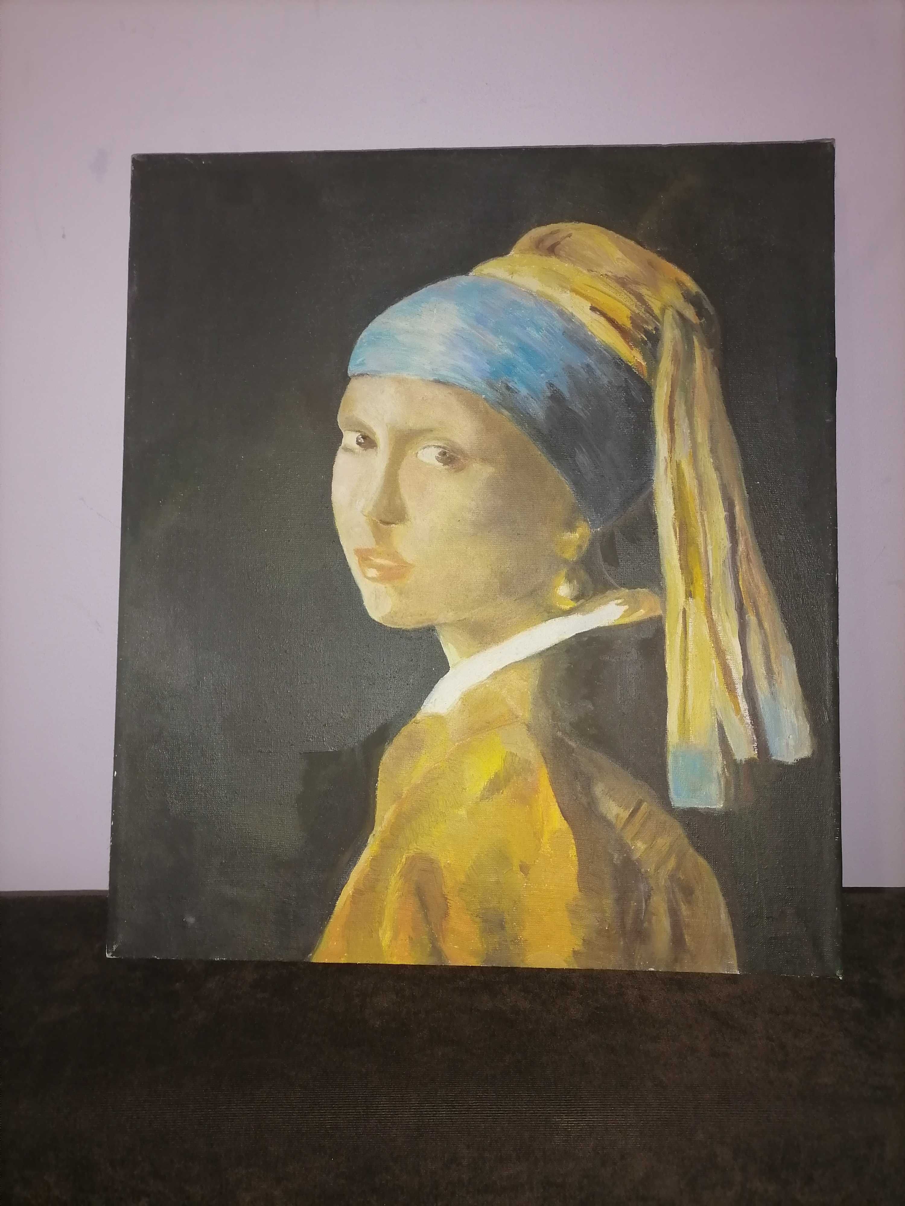 Obraz na płótnie "Dziewczyna z perłą" J. Vermeer - Reprodukcja