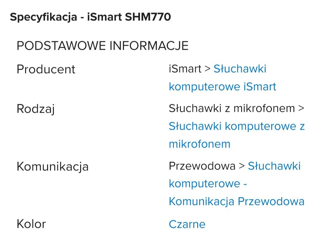 Słuchawki multimedialne z mikrofonem iSmart SHM-770