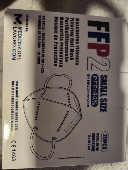 Maseczki ochronne, 20 sztuk, rozmiar s