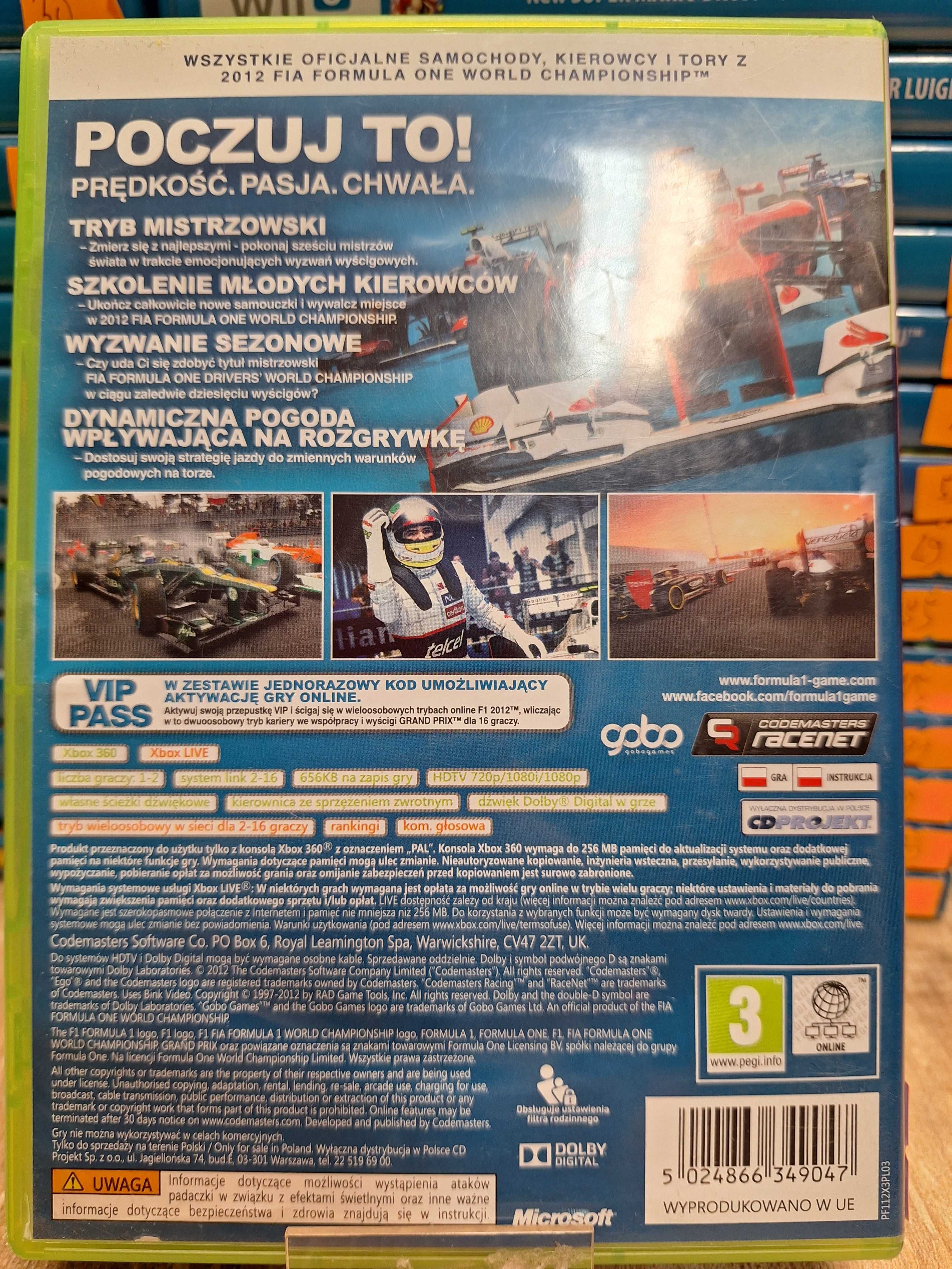 F1 2012 XBOX 360, Sklep Wysyłka Wymiana