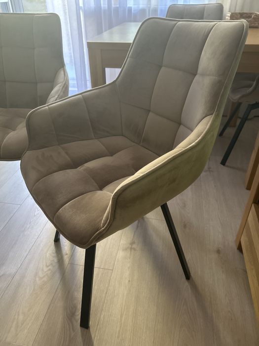 Krzesła welurowe z funkcją obrotu 5 sztuk