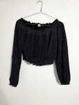 Czarna brokatowa bluzka H&M elegancki top na gumce hiszpanka