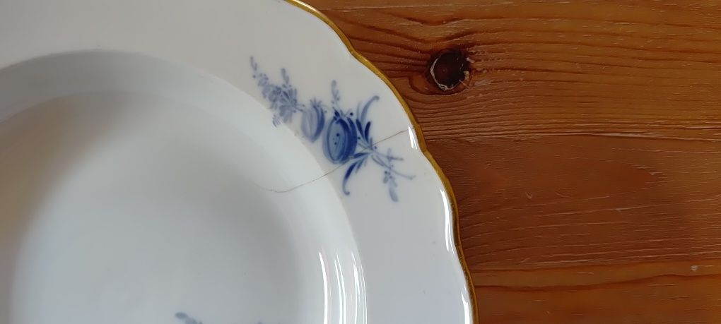 Talerz Porcelana, Kwiaty, Meissen, Miśnia