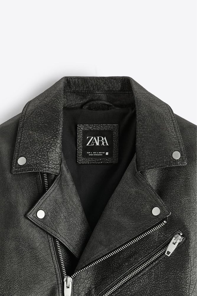 Skórzana kurtka  w stylu vintage. Rozmiar L. Zara. 100% skóra.