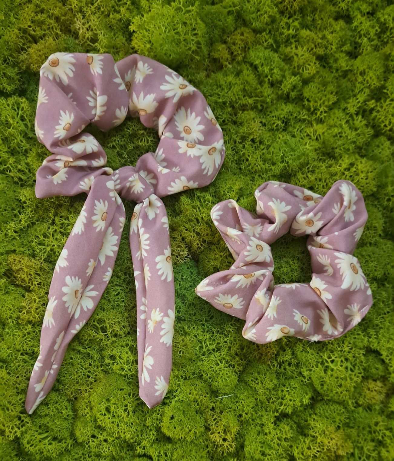 Scrunchie frotka do włosów Kwiaty pastele wzory handmade