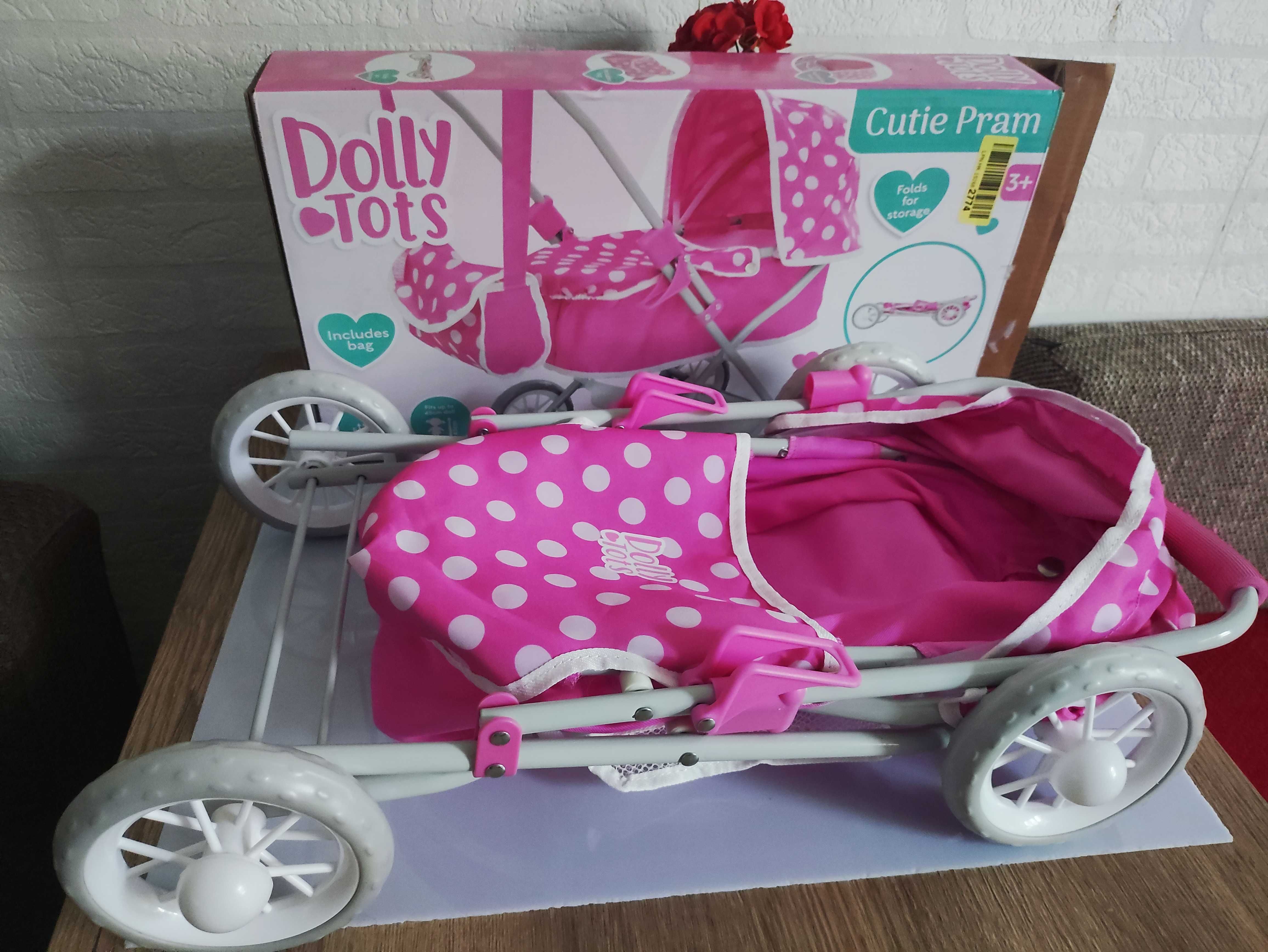 Wózek dla Lalek Różowy dla Dzieci DOLLY TOTS Cutie na kółkach wozek